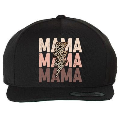 Leopard Mama With Thunder Bolt Lightning Bolt Wool Snapback Cap