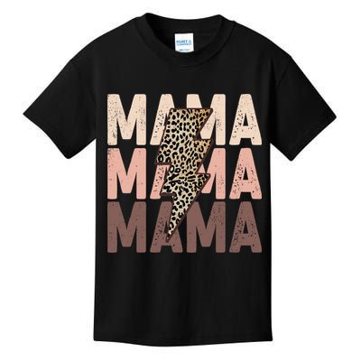 Leopard Mama With Thunder Bolt Lightning Bolt Kids T-Shirt