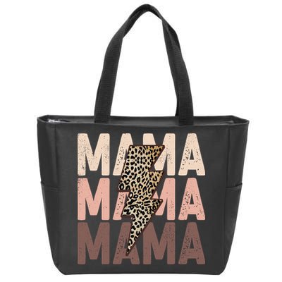 Leopard Mama With Thunder Bolt Lightning Bolt Zip Tote Bag