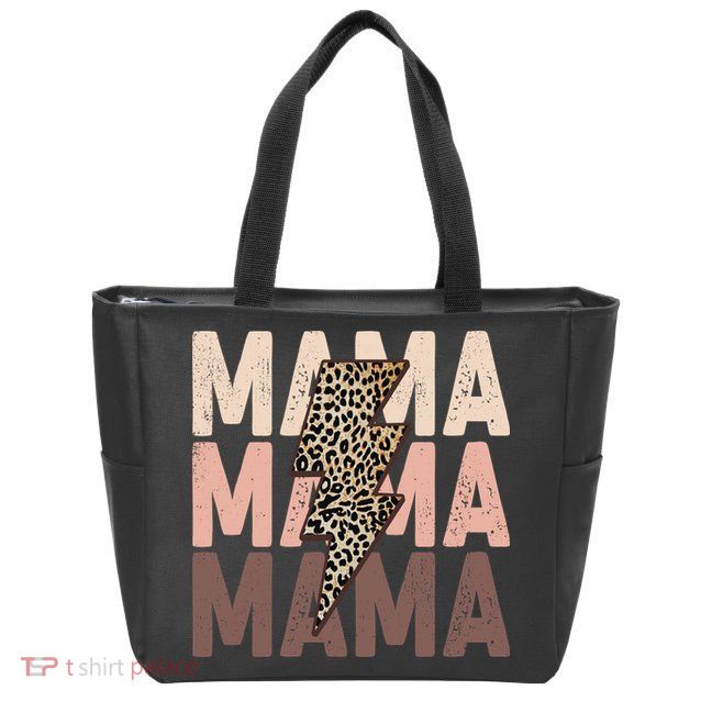 Leopard Mama With Thunder Bolt Lightning Bolt Zip Tote Bag