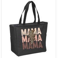 Leopard Mama With Thunder Bolt Lightning Bolt Zip Tote Bag