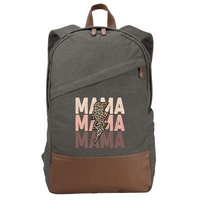 Leopard Mama With Thunder Bolt Lightning Bolt Cotton Canvas Backpack