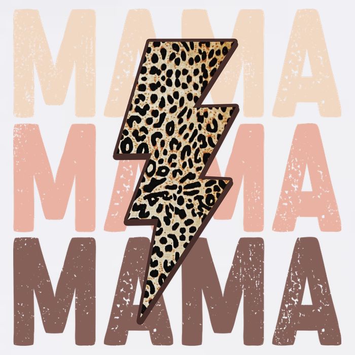 Leopard Mama With Thunder Bolt Lightning Bolt Garment-Dyed Sweatshirt