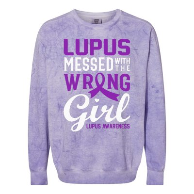 Lupus Messed With The Wrong Girl Lupus Awareness Support Colorblast Crewneck Sweatshirt