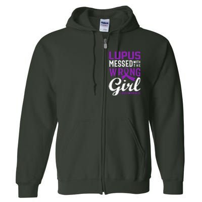 Lupus Messed With The Wrong Girl Lupus Awareness Support Full Zip Hoodie