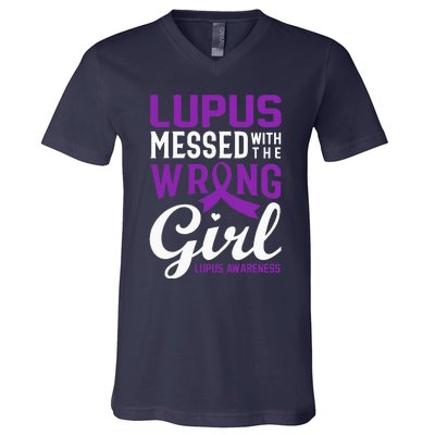 Lupus Messed With The Wrong Girl Lupus Awareness Support V-Neck T-Shirt