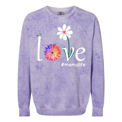 Love #Memalife Watercolor Flower Bird Grandma Mother's Day Gift Colorblast Crewneck Sweatshirt