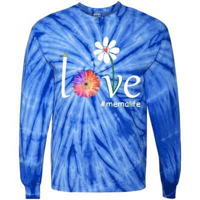 Love #Memalife Watercolor Flower Bird Grandma Mother's Day Gift Tie-Dye Long Sleeve Shirt