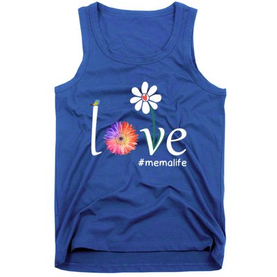 Love #Memalife Watercolor Flower Bird Grandma Mother's Day Gift Tank Top