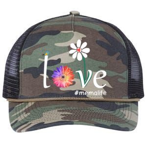 Love #Memalife Watercolor Flower Bird Grandma Mother's Day Gift Retro Rope Trucker Hat Cap