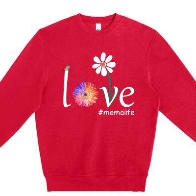 Love #Memalife Watercolor Flower Bird Grandma Mother's Day Gift Premium Crewneck Sweatshirt