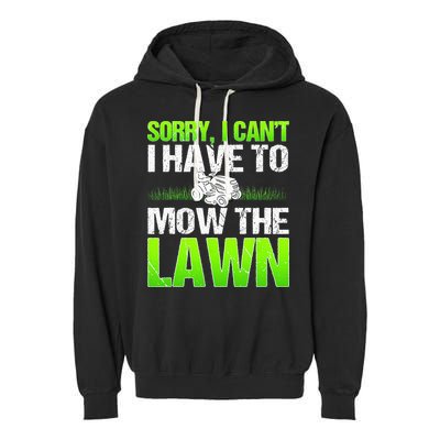 Lawn Mower Yard Mowing Gardener Landscaping Grass Cutter Garment-Dyed Fleece Hoodie