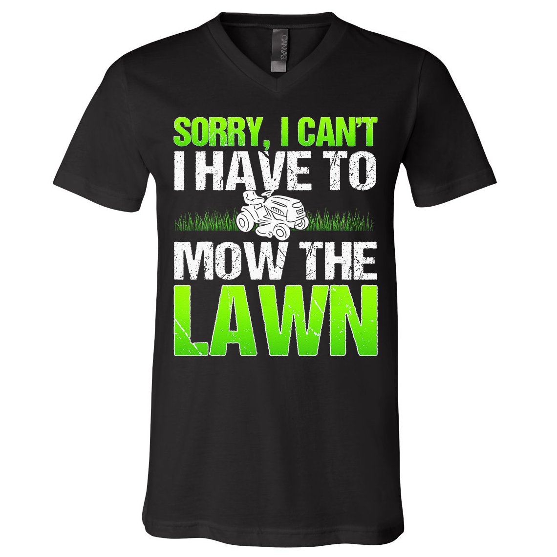 Lawn Mower Yard Mowing Gardener Landscaping Grass Cutter V-Neck T-Shirt
