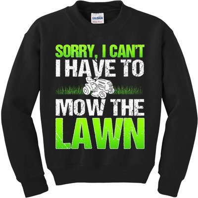 Lawn Mower Yard Mowing Gardener Landscaping Grass Cutter Kids Sweatshirt