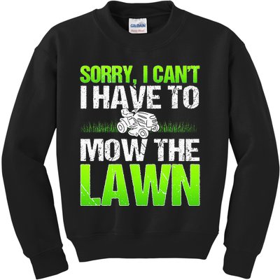 Lawn Mower Yard Mowing Gardener Landscaping Grass Cutter Kids Sweatshirt