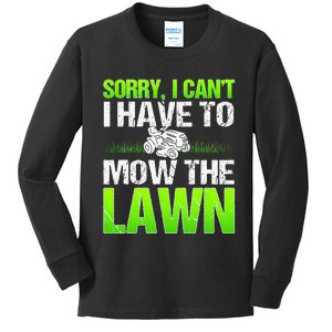 Lawn Mower Yard Mowing Gardener Landscaping Grass Cutter Kids Long Sleeve Shirt