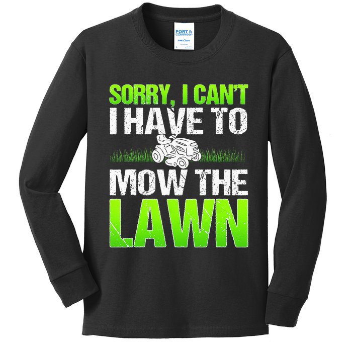 Lawn Mower Yard Mowing Gardener Landscaping Grass Cutter Kids Long Sleeve Shirt