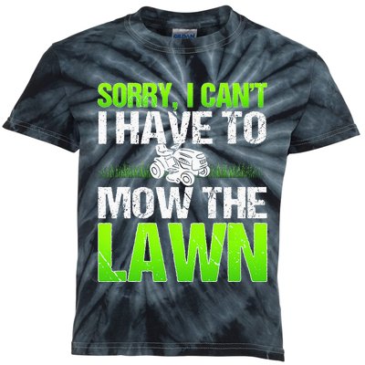 Lawn Mower Yard Mowing Gardener Landscaping Grass Cutter Kids Tie-Dye T-Shirt