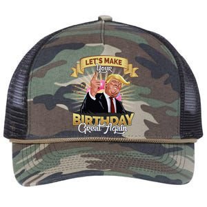 Let`s Make Your Birthday Great Again Donald Trump Gift Retro Rope Trucker Hat Cap