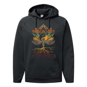 Lotus Mandala Yin Yang Sacred Geometry Spiritual Performance Fleece Hoodie