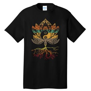 Lotus Mandala Yin Yang Sacred Geometry Spiritual Tall T-Shirt