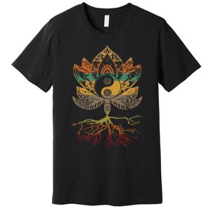 Lotus Mandala Yin Yang Sacred Geometry Spiritual Premium T-Shirt