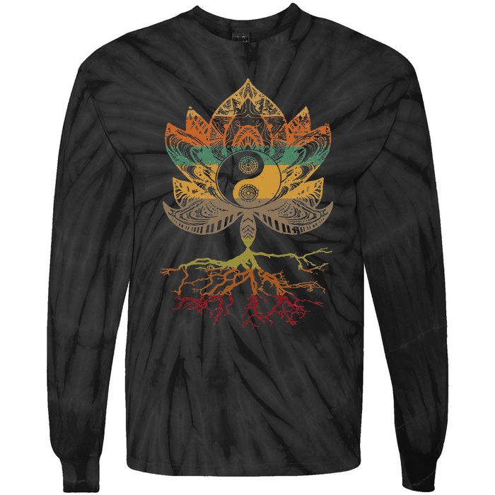 Lotus Mandala Yin Yang Sacred Geometry Spiritual Tie-Dye Long Sleeve Shirt