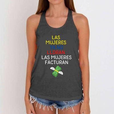 Las Mujeres Ya No Lloran Las Mujeres Facturan Women's Knotted Racerback Tank