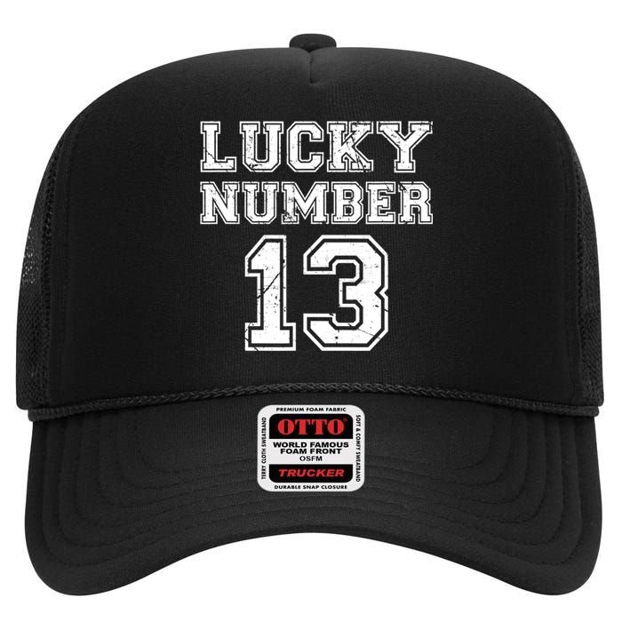 Lucky Number 13 TShirt High Crown Mesh Back Trucker Hat