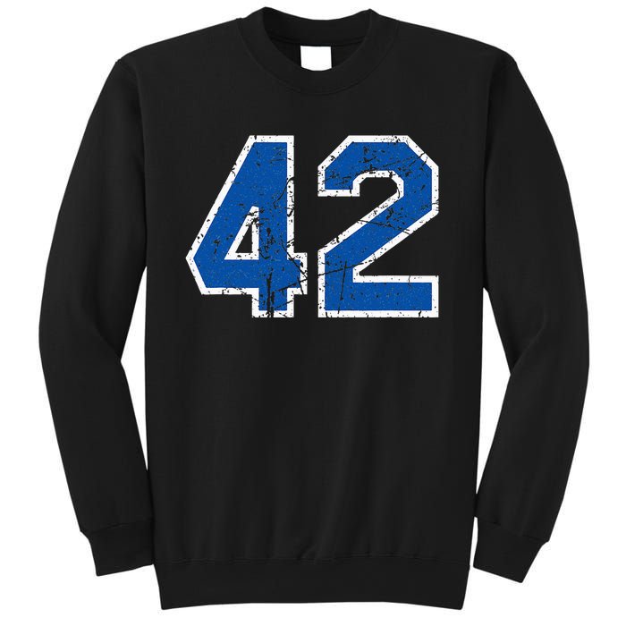 Lucky Number 42 Sports Jersey Birthday Vintage Blue White Sweatshirt