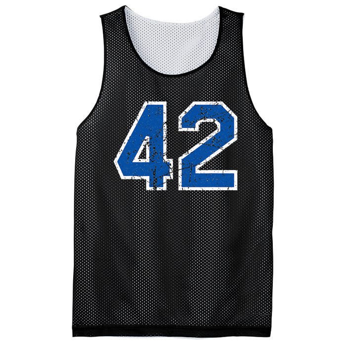 Lucky Number 42 Sports Jersey Birthday Vintage Blue White Mesh Reversible Basketball Jersey Tank