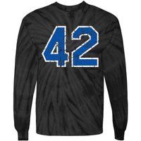 Lucky Number 42 Sports Jersey Birthday Vintage Blue White Tie-Dye Long Sleeve Shirt