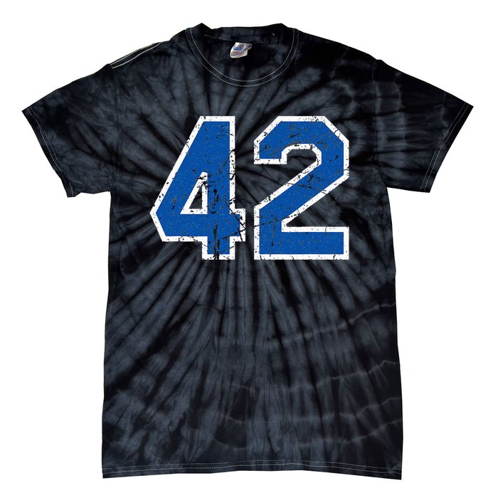 Lucky Number 42 Sports Jersey Birthday Vintage Blue White Tie-Dye T-Shirt