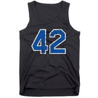 Lucky Number 42 Sports Jersey Birthday Vintage Blue White Tank Top