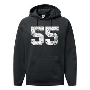 Lucky Number 55 Birthday Sports Player Team Athlete Performance Fleece Hoodie