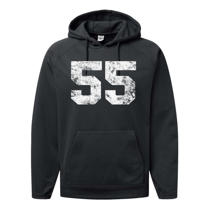 Lucky Number 55 Birthday Sports Player Team Athlete Performance Fleece Hoodie