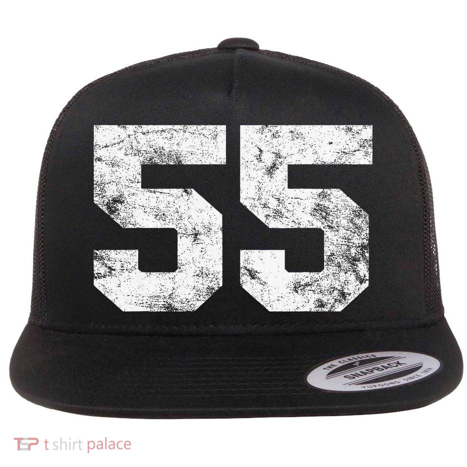 Lucky Number 55 Birthday Sports Player Team Athlete Flat Bill Trucker Hat