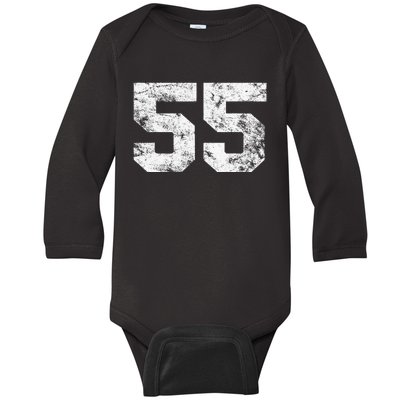 Lucky Number 55 Birthday Sports Player Team Athlete Baby Long Sleeve Bodysuit