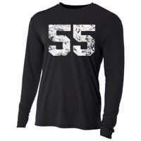 Lucky Number 55 Birthday Sports Player Team Athlete Cooling Performance Long Sleeve Crew