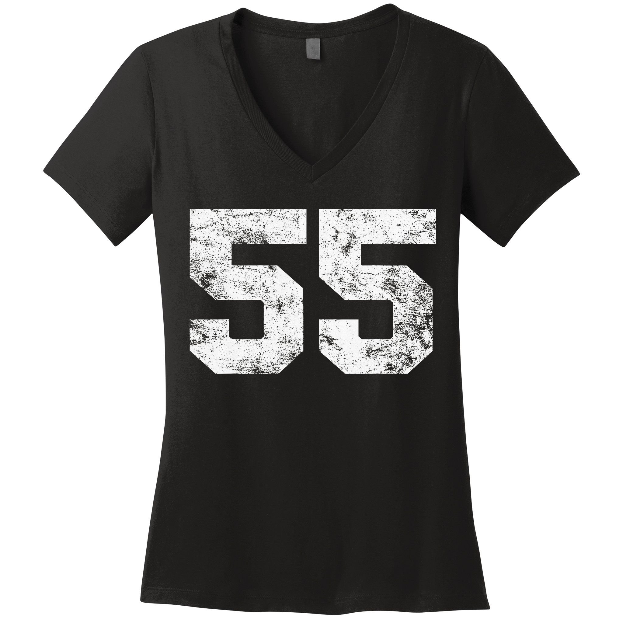 Lucky Number 55 Birthday Sports Player Team Athlete Women's V-Neck T-Shirt