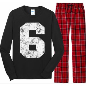 Lucky Number 6 Birthday Sports Player Team Athlete Long Sleeve Pajama Set