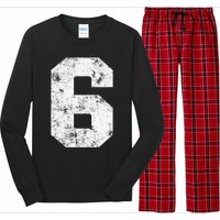 Lucky Number 6 Birthday Sports Player Team Athlete Long Sleeve Pajama Set