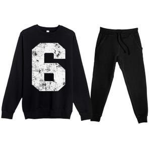 Lucky Number 6 Birthday Sports Player Team Athlete Premium Crewneck Sweatsuit Set