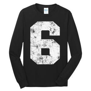 Lucky Number 6 Birthday Sports Player Team Athlete Tall Long Sleeve T-Shirt