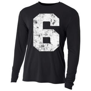 Lucky Number 6 Birthday Sports Player Team Athlete Cooling Performance Long Sleeve Crew