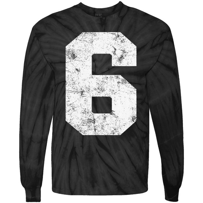 Lucky Number 6 Birthday Sports Player Team Athlete Tie-Dye Long Sleeve Shirt