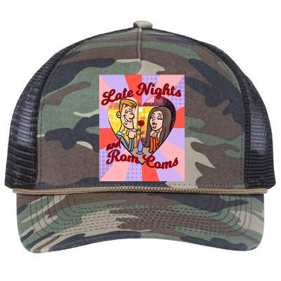 Late Nights And Rom Coms Gift Retro Rope Trucker Hat Cap