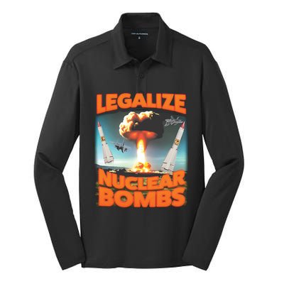 Legalize Nuclear Bombs Silk Touch Performance Long Sleeve Polo