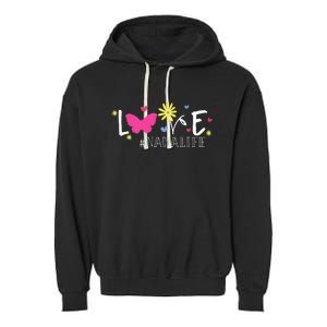 Love Nanalife Butterfly Flower Inspirational Mothers Day Garment-Dyed Fleece Hoodie