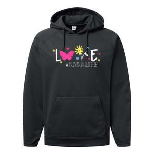 Love Nanalife Butterfly Flower Inspirational Mothers Day Performance Fleece Hoodie